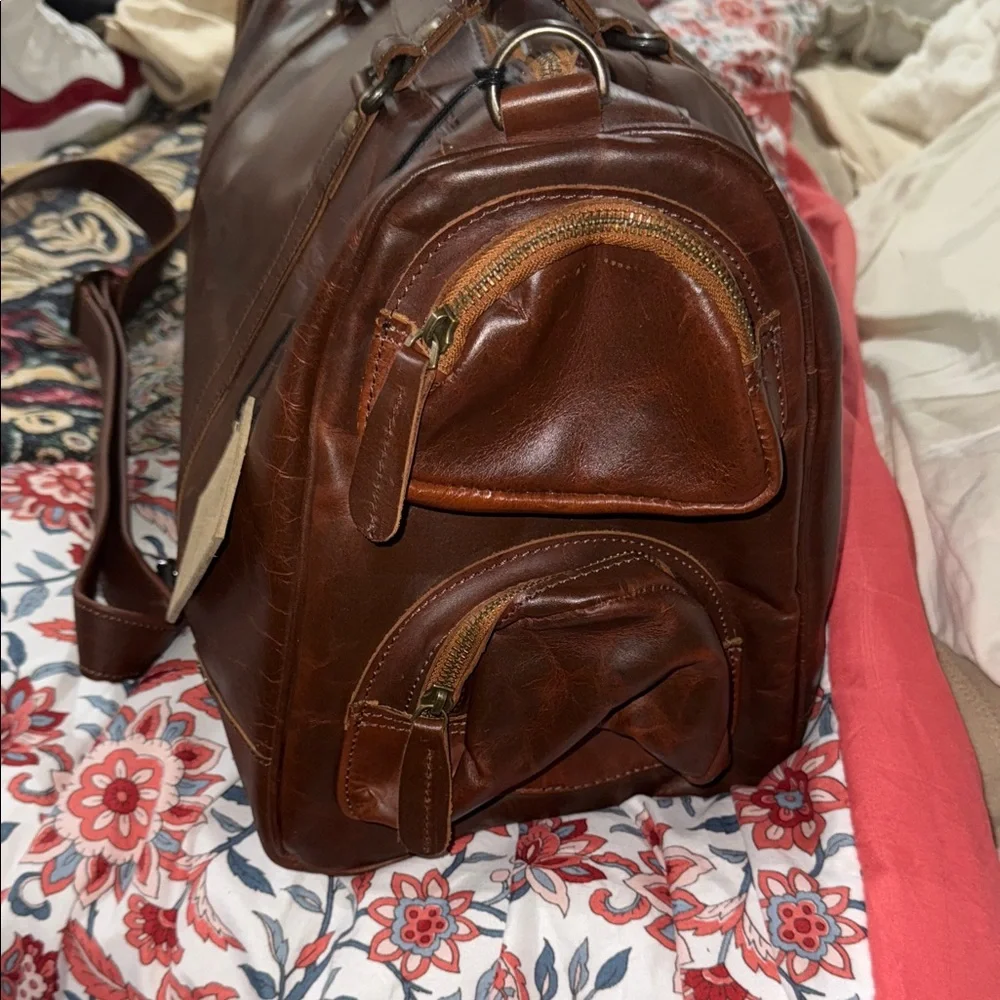 MAHI Leather Weekender Duffle Bag – Brown – NWT